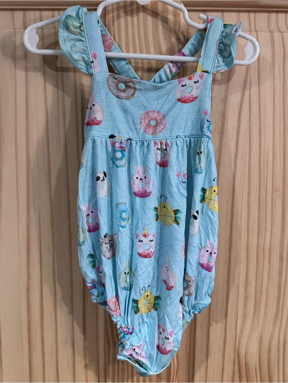 Posh Peanut Bamboo Donuts Ruffled Capsleeve Bubble Romper 18-24 months